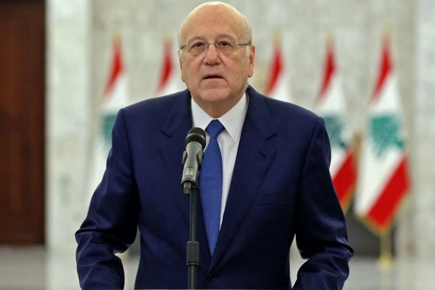 Lebanese Prime Minister Najib Mikati announces the formation of a new government after a meeting with the president at the presidential palace in Baabda, east of the capital Beirut. Photo: AFP