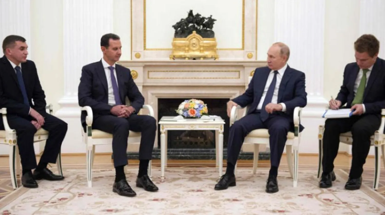 ولادیمیر پوتین رئیس‌جمهوری روسیه در دیدار با بشار اسد رئیس‌جمهوری سوریه در مسکو (خبرگزاری فرانسه)