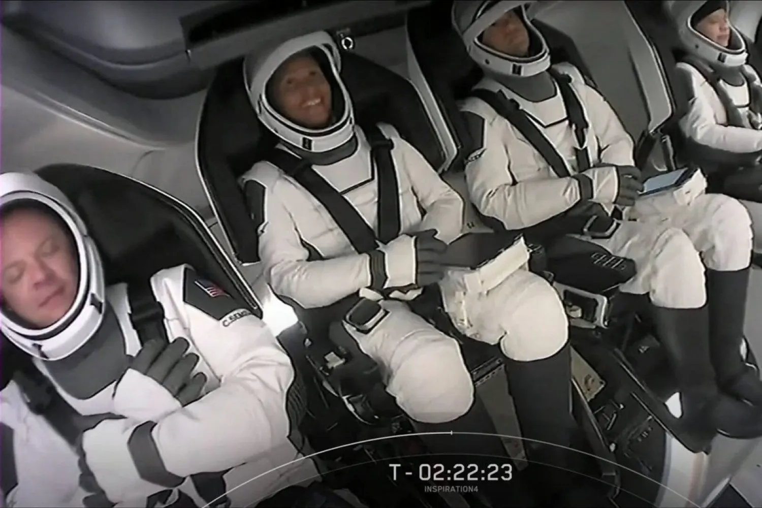 The all-amateur crew in the Dragon capsule. Photo: AFP

