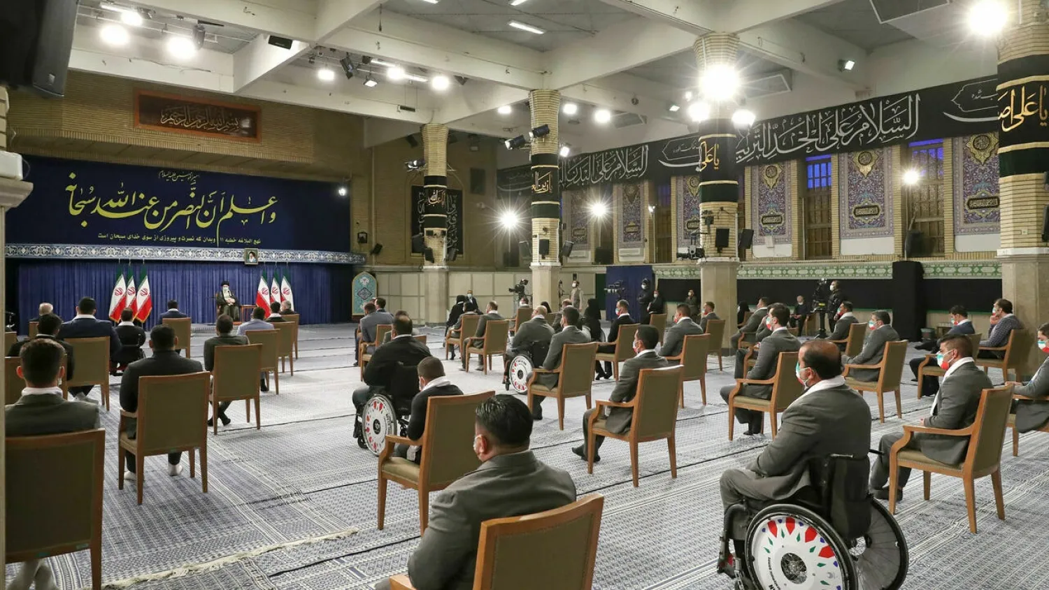 Iran’s Olympic and Paralympic medalists from the Tokyo Games hear an appeal from supreme leader Ali Khamenei to respect Iran’s longstanding ban on competitive sport with Israelis. (AFP)