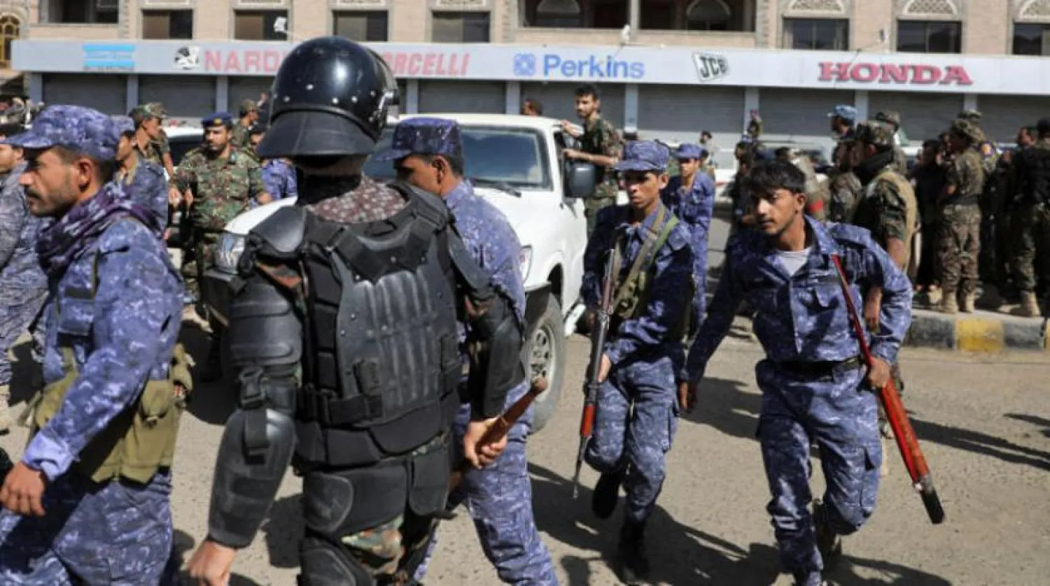  Houthi armed elements deployed during executions in Sanaa (Reuters)