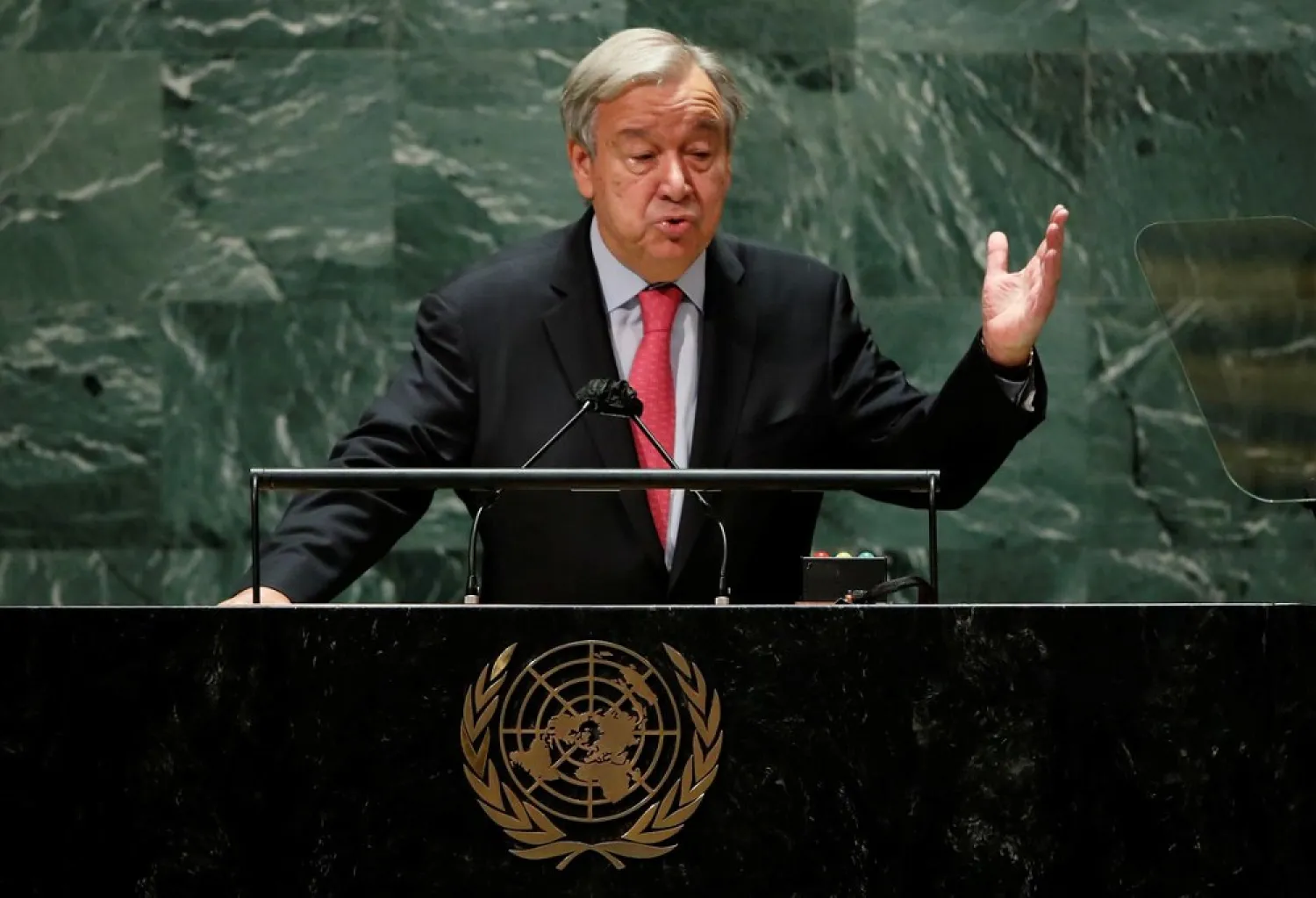 United Nations Secretary-General Antonio Guterres addresses the 76th Session of the UN General Assembly in New York City, US, September 21, 2021. (Reuters)