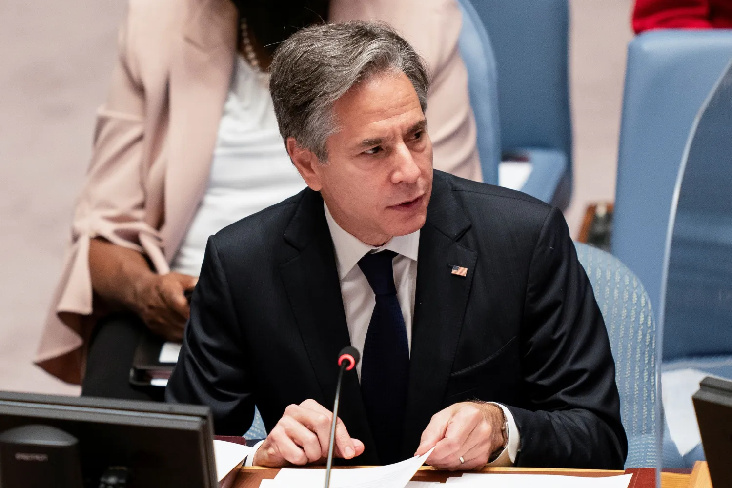 U.S. Secretary of State Antony Blinken speaks during a meeting of the United Nations Security Council at the 76th Session of the U.N. General Assembly in New York, US September 23, 2021. Reuters