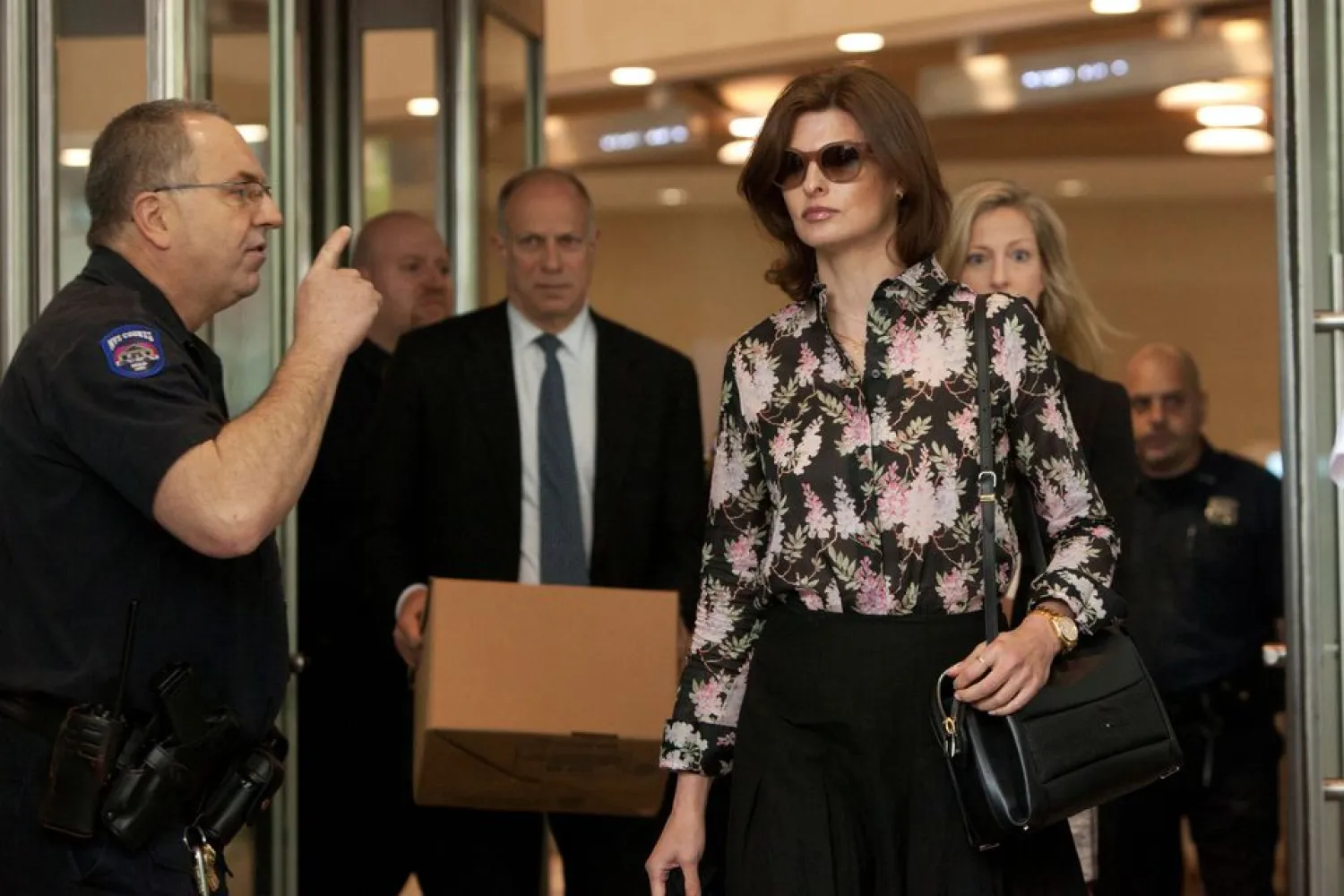 Model Linda Evangelista leaves Manhattan Family Court after facing her former beau Francois Henri-Pinault in New York May 3, 2012. REUTERS/Andrew Kelly