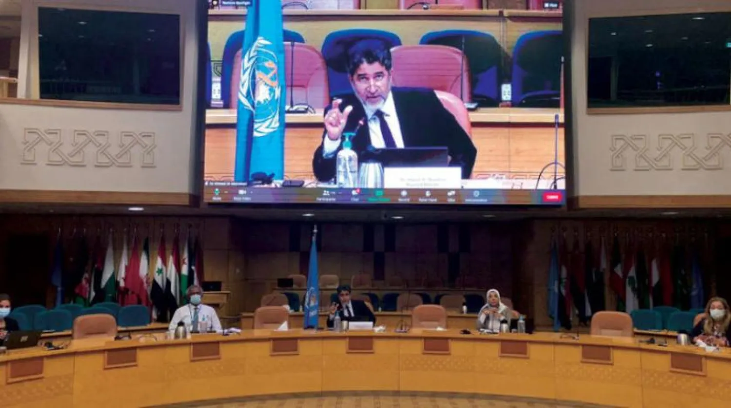 Mandhari addresses the conference on Thursday. (WHO)