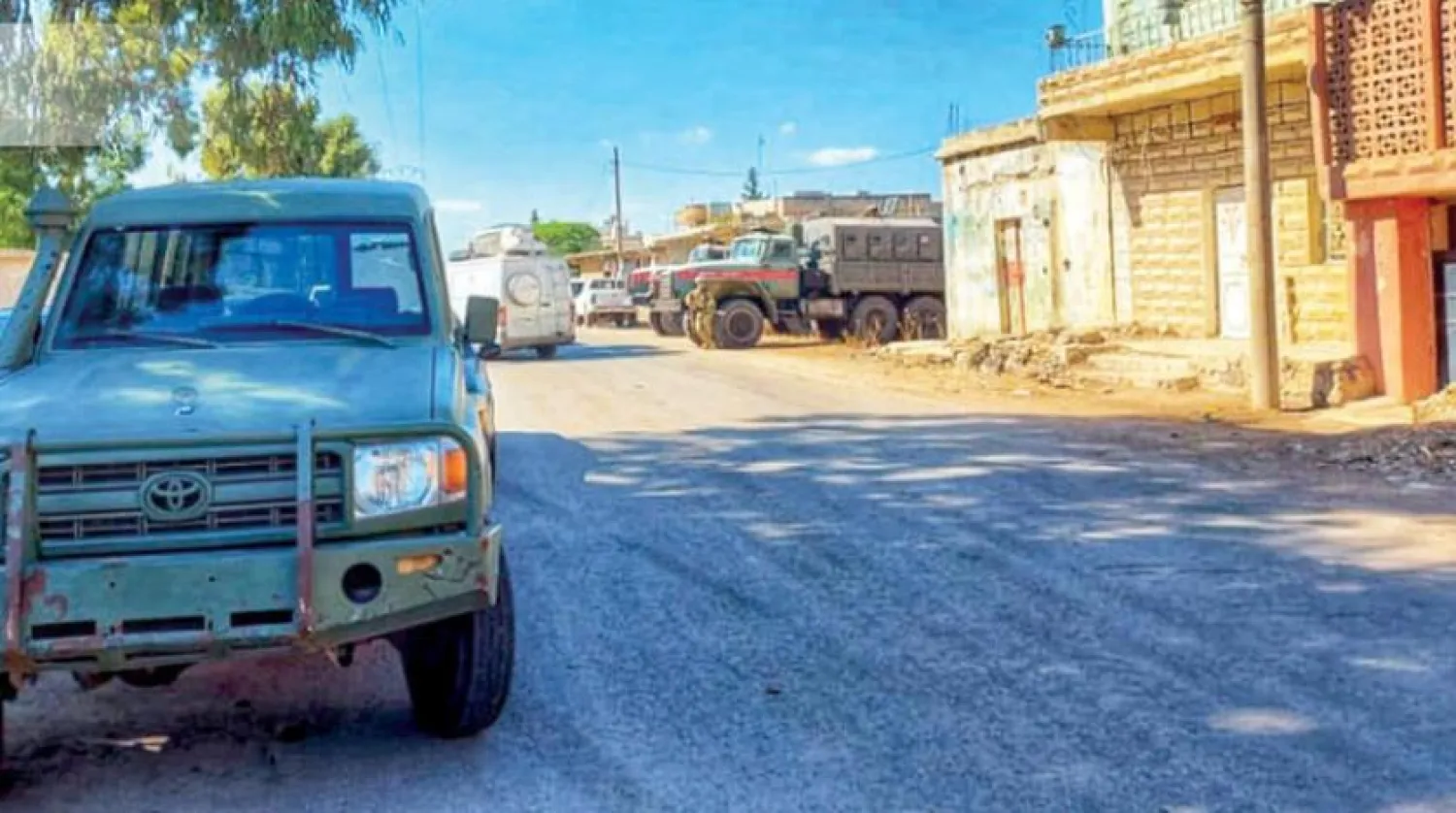 Russian military presence in the town of Saham al-Golan, west of Daraa, southern Syria, Asharq Al-Awsat 
