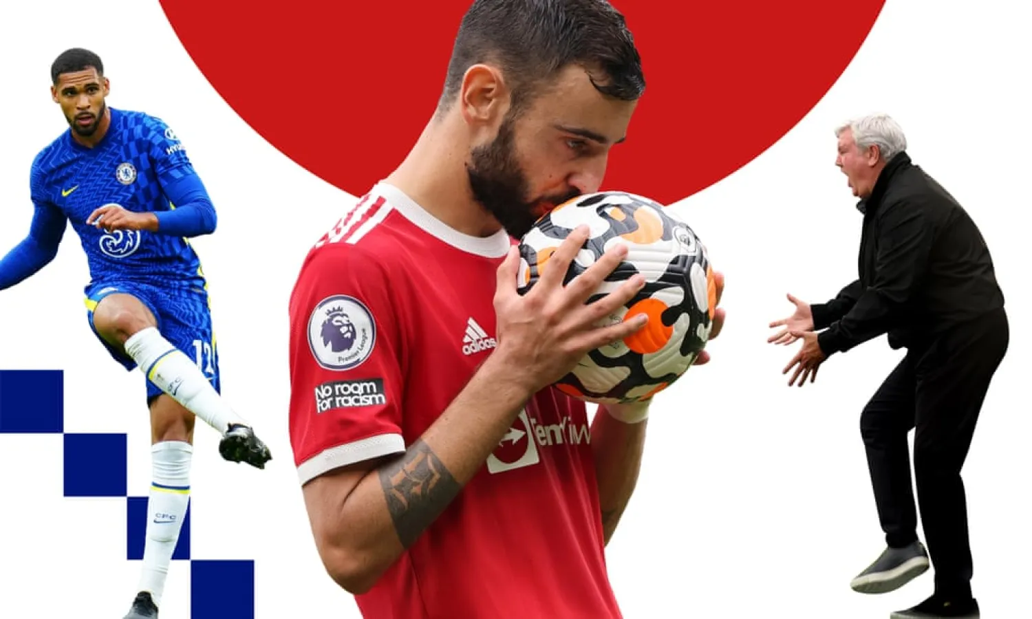 Loftus-Cheek, Fernandes, Bruce. Composite: Guardian
