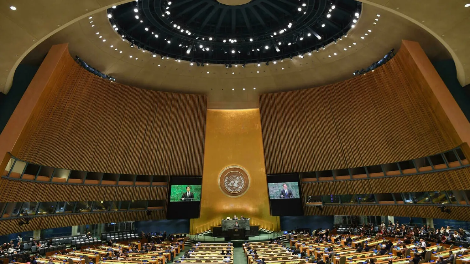 The UN General Assembly reconvened in person for the first time since the start of the pandemic, with strict rules over masks and social distancing imposed and only seven people per delegation allowed. (AFP)