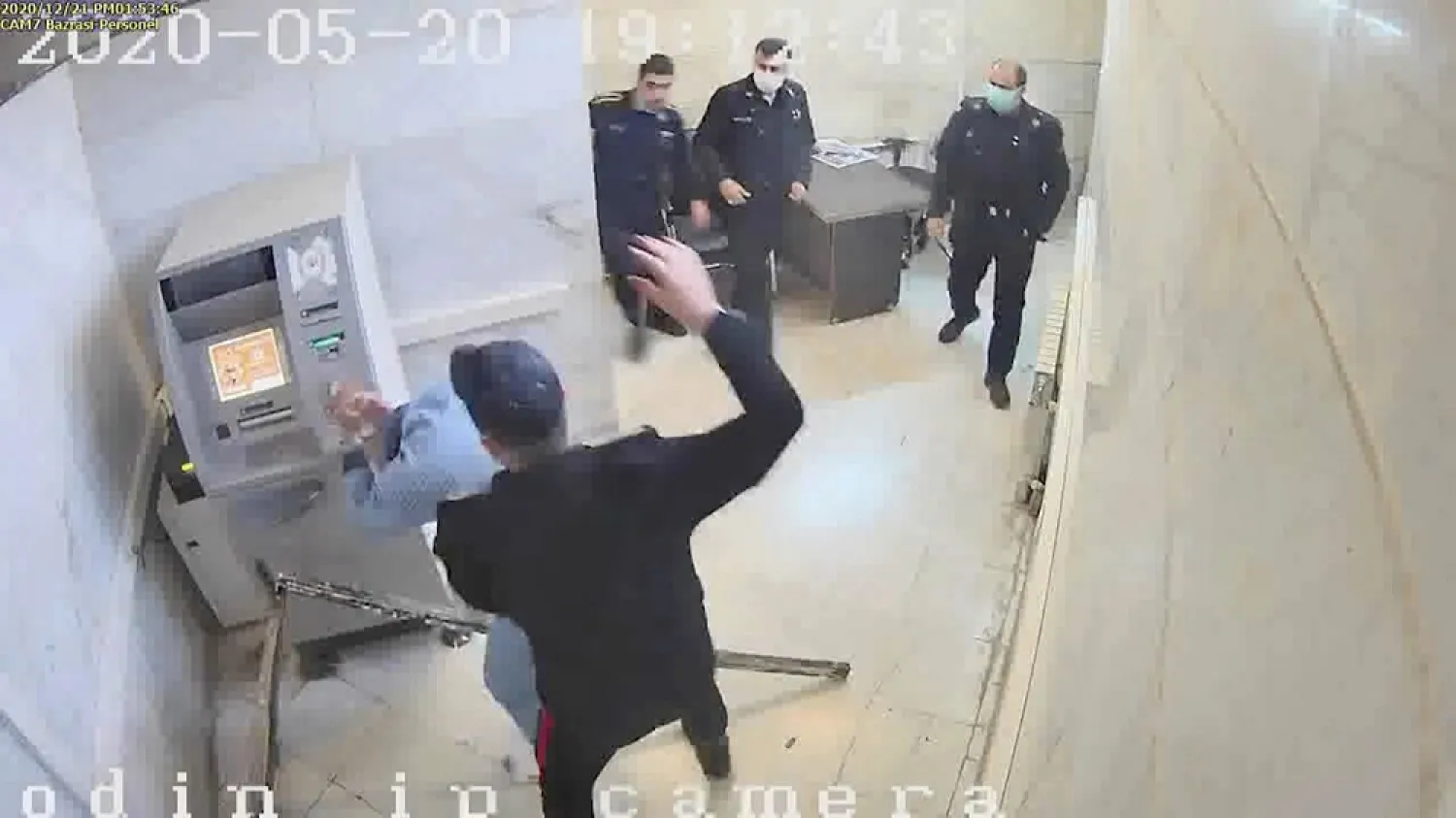 Image from release footage of accessed surveillance cameras at Tehran's Evin prison showing mistreatment of inmates. (AP)