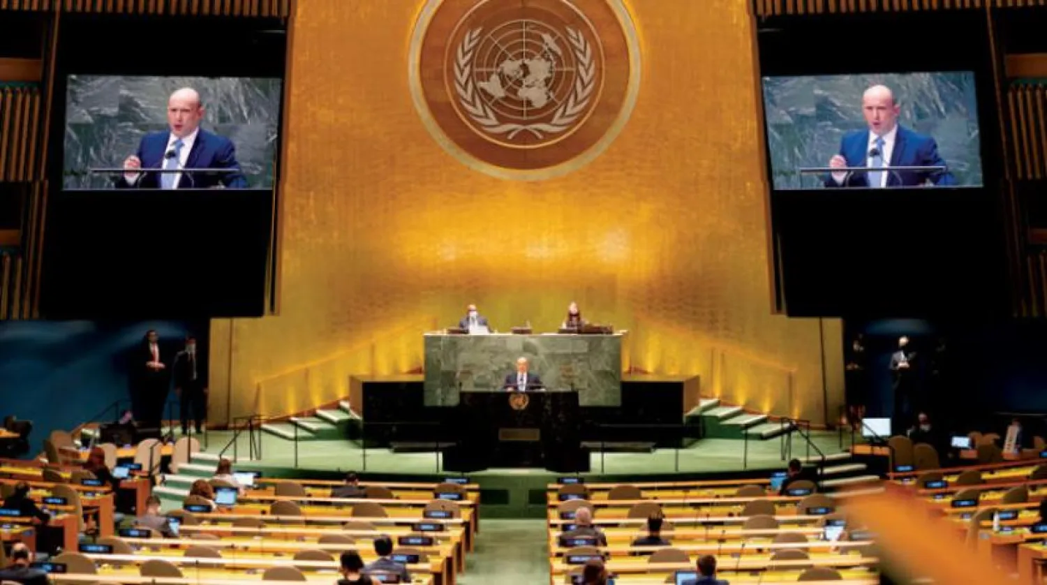 İsrail Başbakanı Naftali Bennett dün New York'ta, Birleşmiş Milletler Genel Kurulu'nun 76’ıncı yıllık oturumunda konuştu. (Reuters)