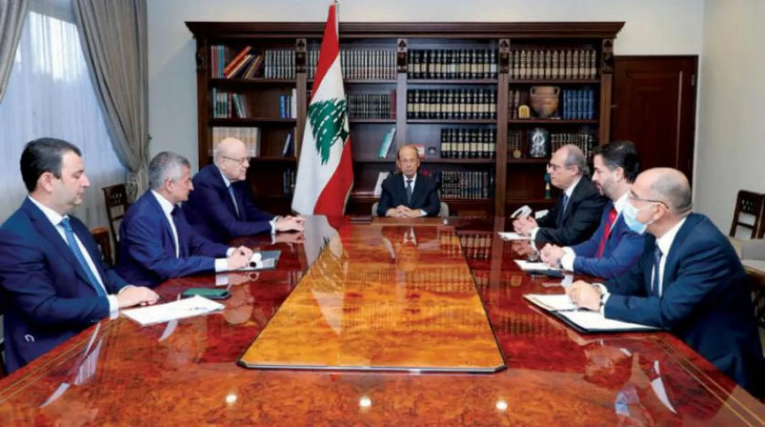 President Michel Aoun chaired the financial meeting at the Baabda Palace on Monday. (Photo: Lebanese presidency)