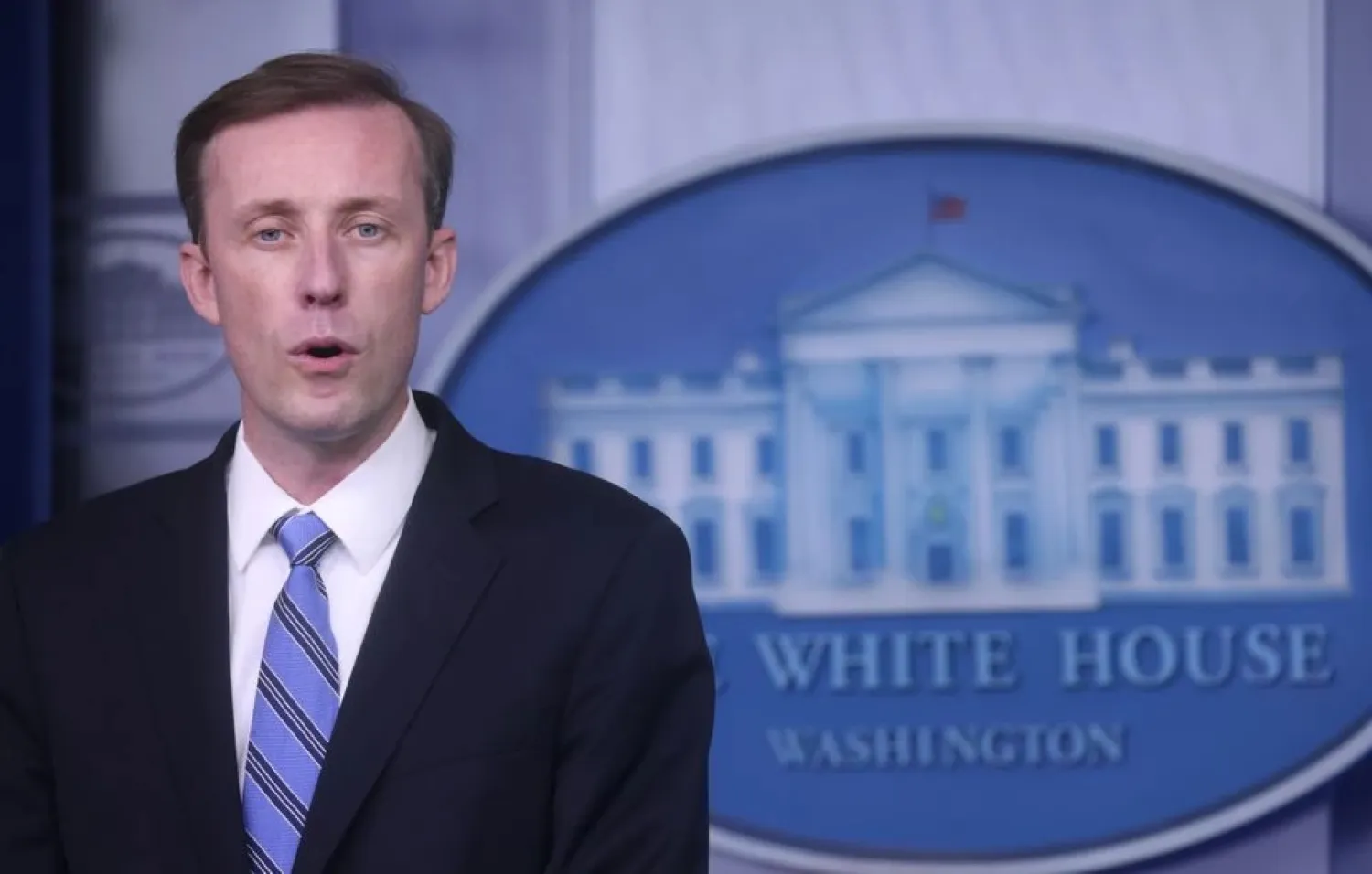 US national security adviser Jake Sullivan gives a statement about the situation in Afghanistan during a news briefing at the White House in Washington, US, August 23, 2021. (Reuters)