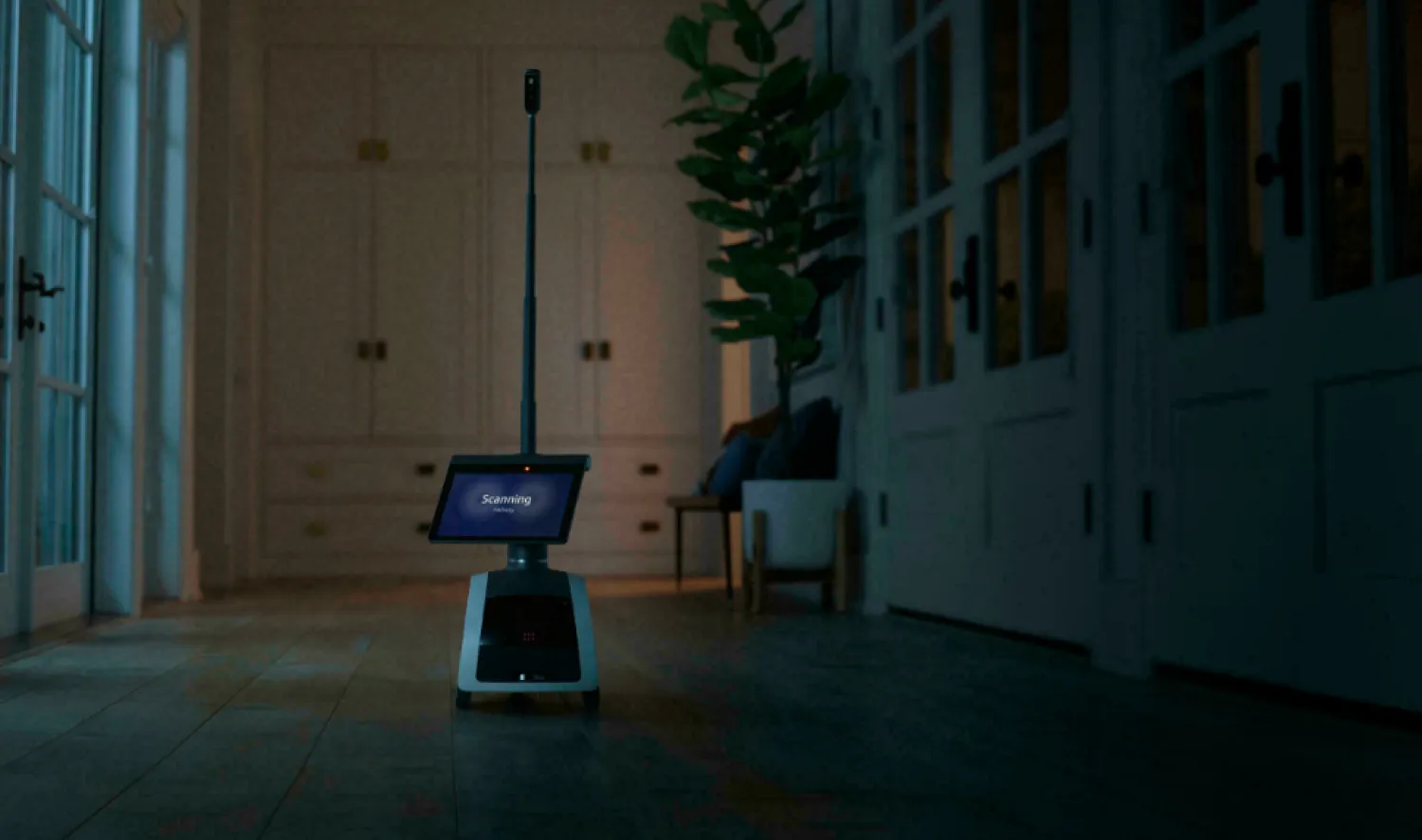 This handout image courtesy of Amazon.com, Inc. shows the home robot "Astro," which can map out a house floor plan and obey commands to go to a specific place to take a closer look with its telescoping camera - Amazon/AFP
