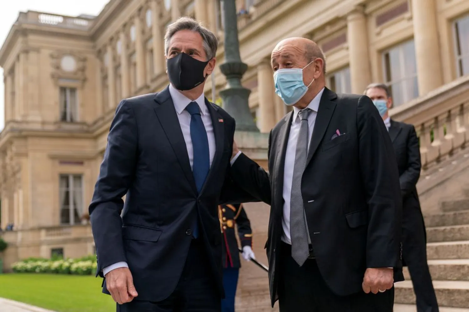 US Secretary of State Antony Blinken, meets with French Foreign Affairs Minister Jean-Yves Le Drian at the French Ministry of Foreign Affairs in Paris, France, June 25, 2021. Andrew Harnik/Pool via REUTERS
