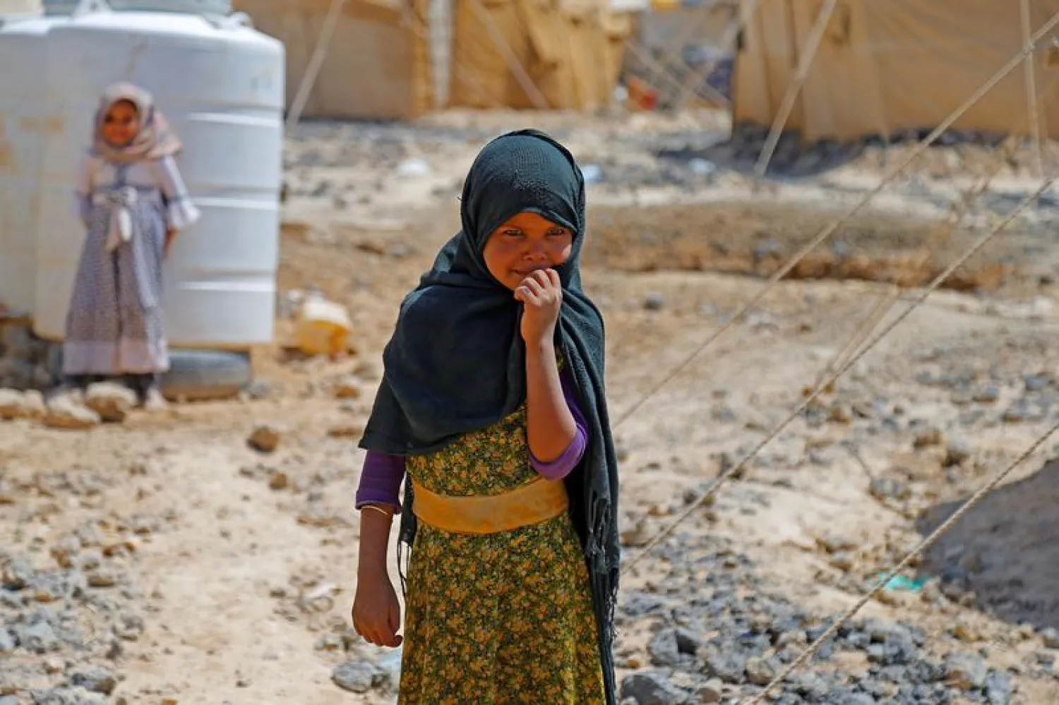 A girl pictured at a camp for internally displaced people (IDPs) in Marib, Yemen (Reuters)
