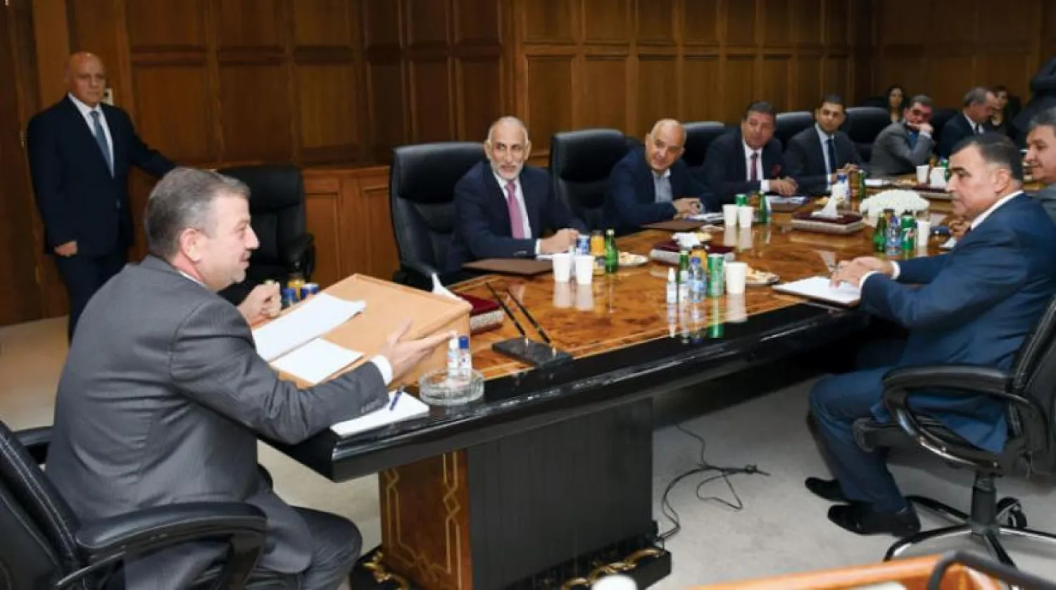 Director of Jordanian General Intelligence Major General Ahmad Husni meets with media professionals. (Asharq Al-Awsat).