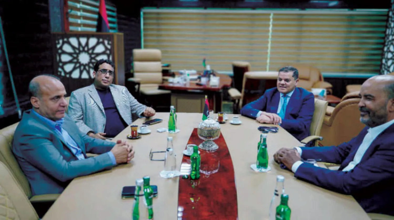 جانب من اجتماع رئيسي المجلس الرئاسي الليبي وحكومة «الوحدة الوطنية» في طرابلس (المجلس الرئاسي)