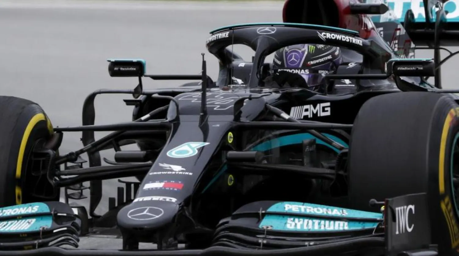 Mercedes driver Lewis Hamilton of Britain steers his car during the Spanish Formula One Grand Prix at the Barcelona Catalunya racetrack in Montmelo, just outside Barcelona, Spain, Sunday, May 9, 2021. AP
