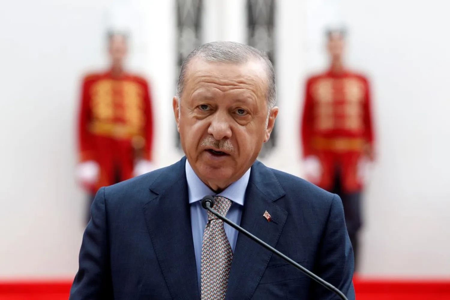 Turkish President Recep Tayyip Erdogan addresses a news conference during a visit to Cetinje, Montenegro August 28, 2021. (Reuters)