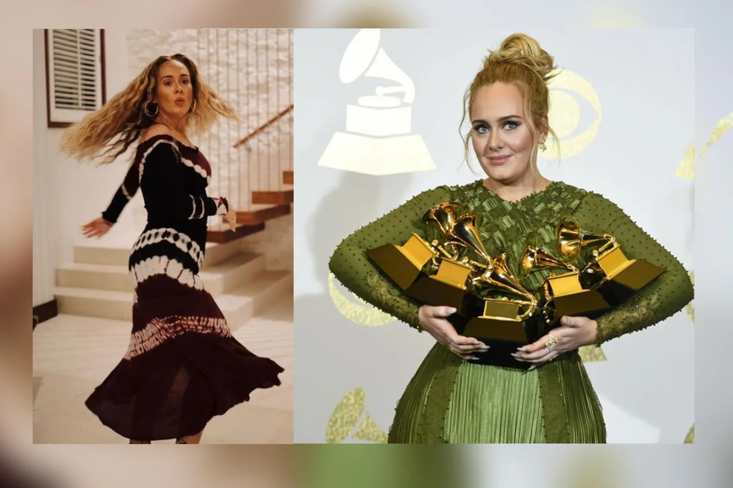 Verdiği kilolarla dikkat çeken Adele, 59. Grammy Ödülleri'ne damgasını vurmuştu (Fotoğraflar: Instagram-Adele/AP)