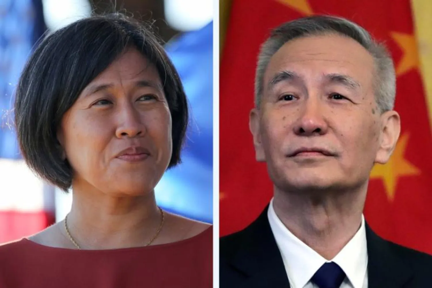 نائب رئيس الوزراء الصيني ليو هي وممثلة التجارة الأميركية كاثرين تاي (أ.ب)