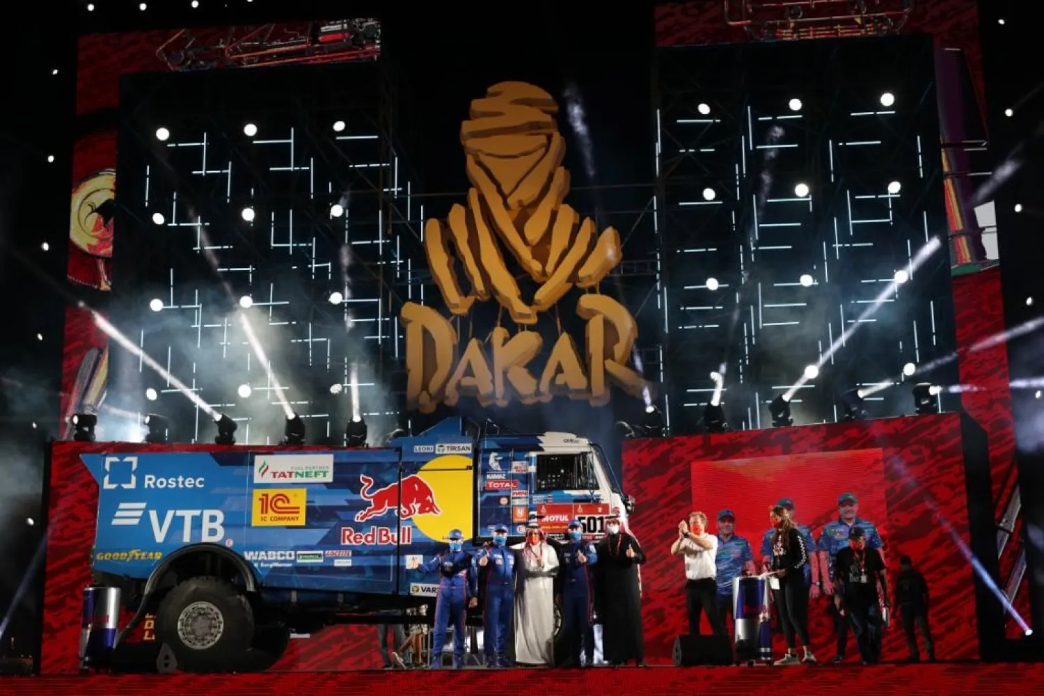 جانب من التحضيرات للنسخة الجديدة من رالي داكار السعودية (الشرق الأوسط)