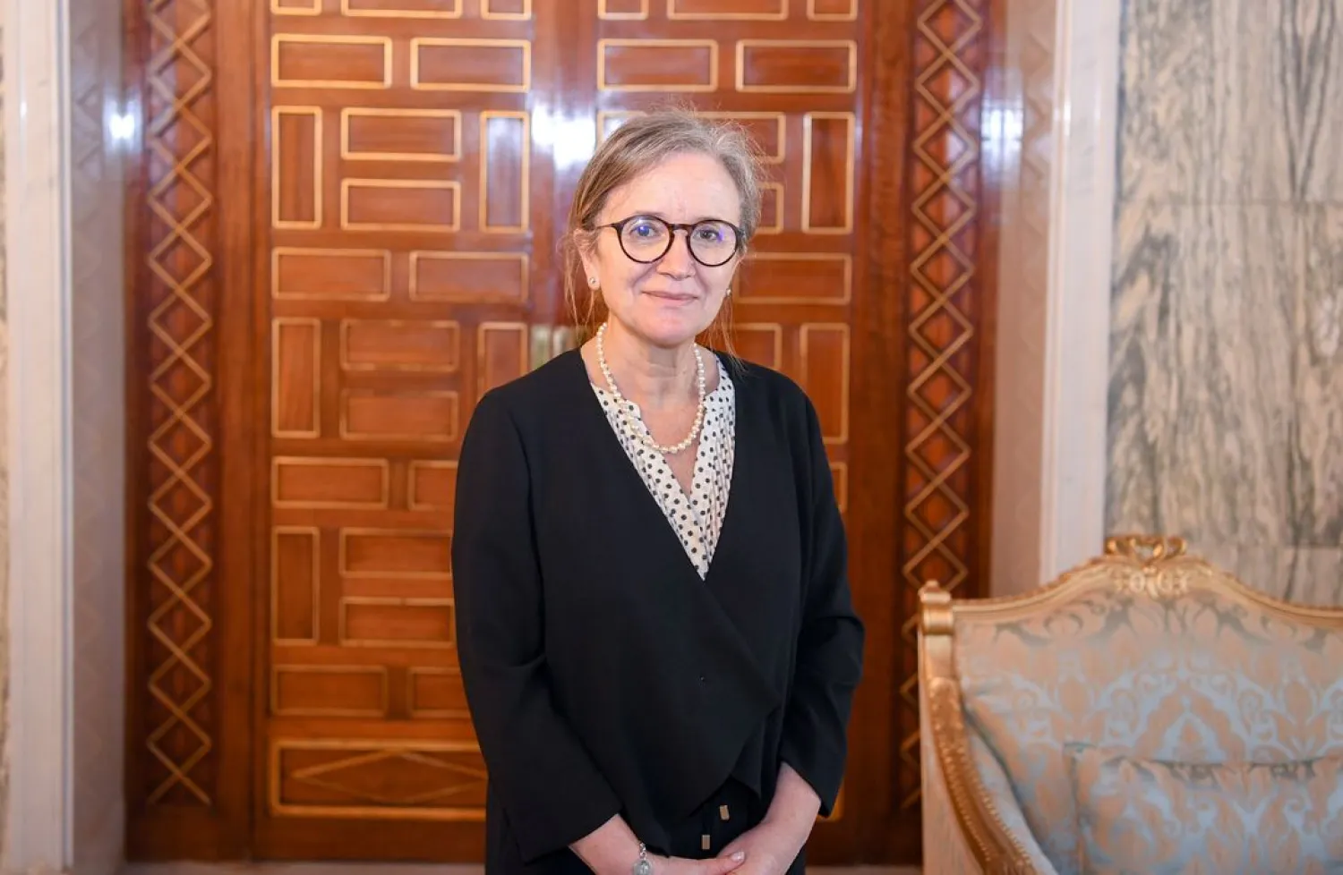 Prime Minister Najla Bouden Romdhane poses for a picture during her meeting with Tunisia's President Kais Saied, in Tunis, Tunisia September 29, 2021. (Reuters)
