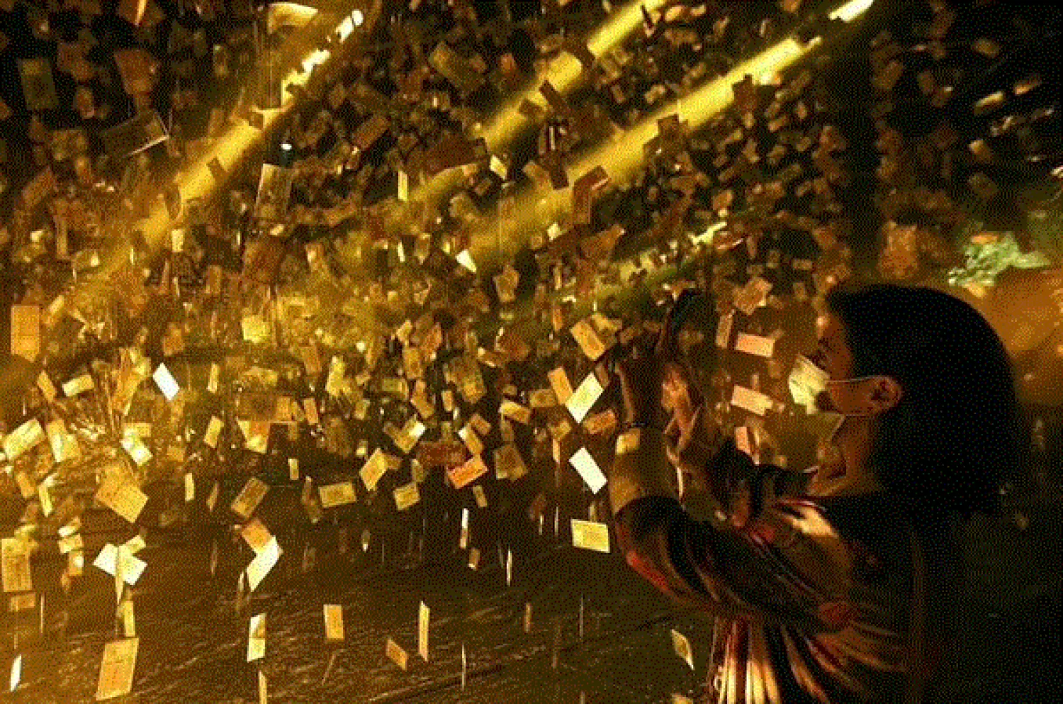 The freefall of the Lebanese pound, which has seen it lose more than 90 percent of its black market value since 2019, inspired this art installation by Lebanese artist Carlo Kassabian titled 'Menhara' (Collapsed)

