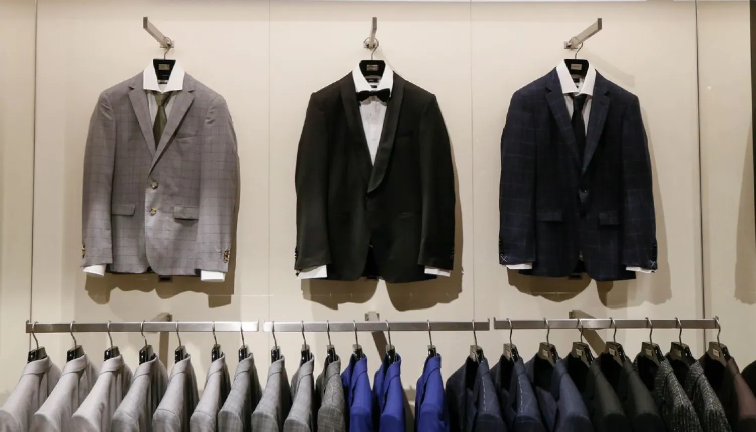 Hugo Boss jackets are seen in Kiev, Ukraine, May 17, 2017. REUTERS/Valentyn Ogirenko