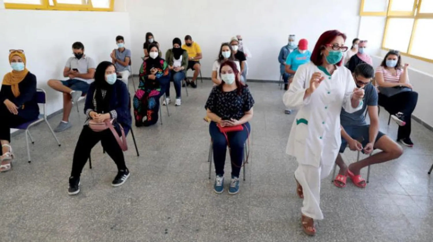 Part of an intensive inoculation campaign in a school in Tunisia on September 11, 2021. (EPA) 