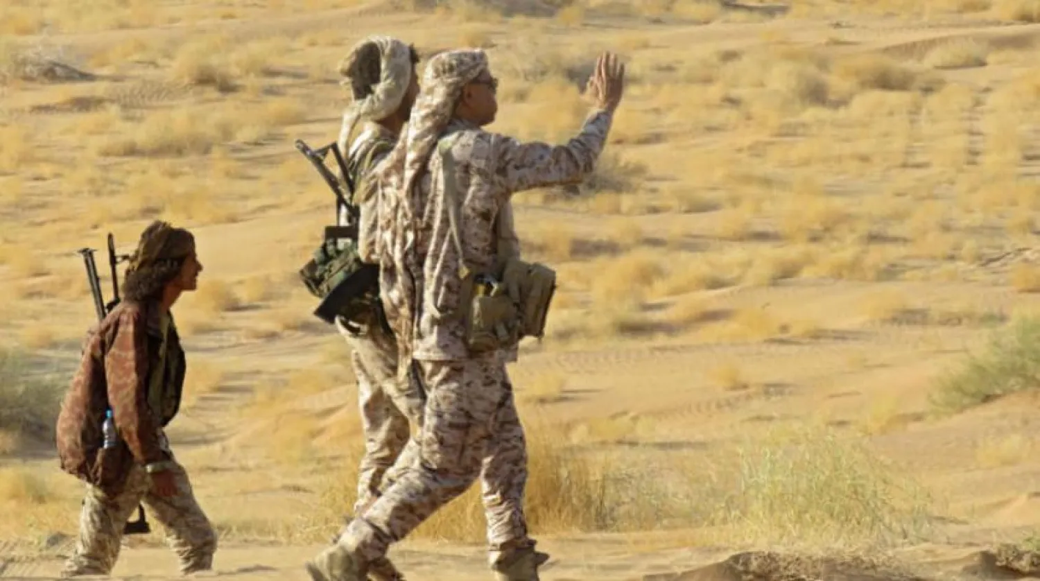File photo of Yemeni army fighters on one of the Marib fronts (AFP)