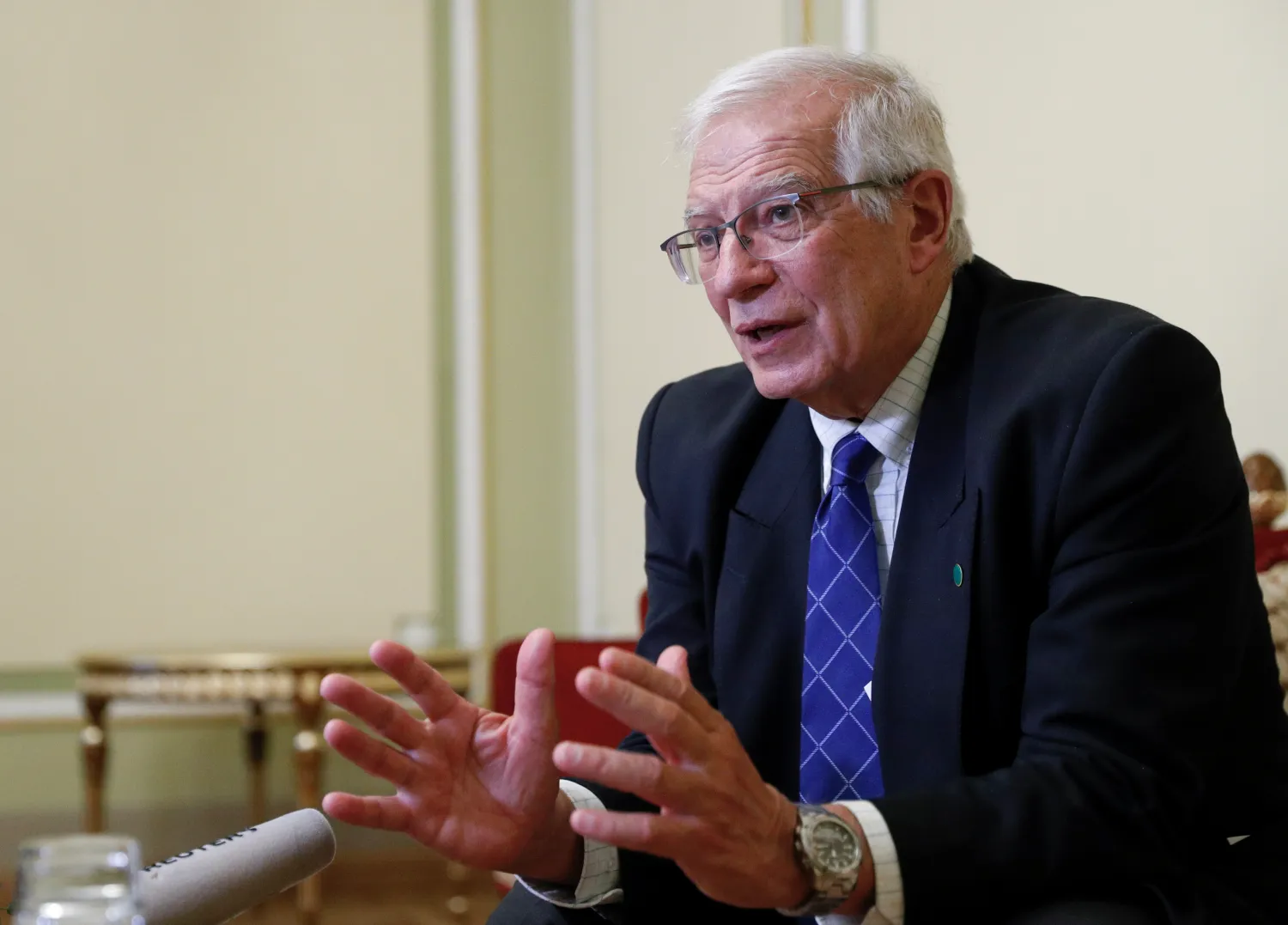EU foreign policy chief Josep Borrell speaks during an interview with Reuters in Kyiv, Ukraine October 12, 2021. REUTERS/Valentyn Ogirenko