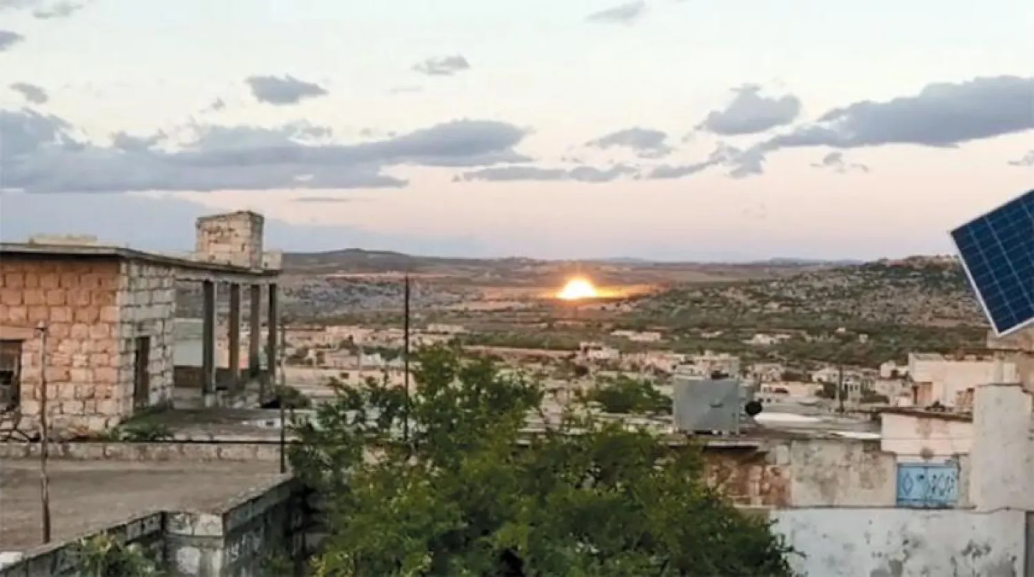 Russian aerial bombardment on the outskirts of the town of Al-Bara, south of Idlib (Asharq Al-Awsat)