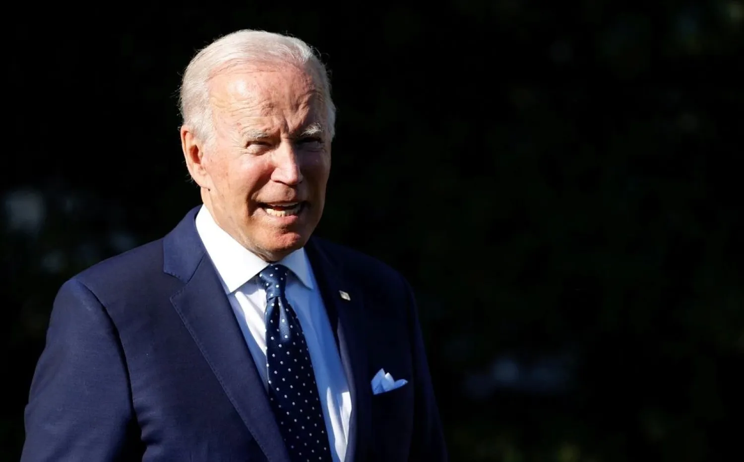 US President Joe Biden speaks briefly with reporters after participating in a ceremony for state and national Teachers of the Year at the White House in Washington, US October 18, 2021. (Reuters)