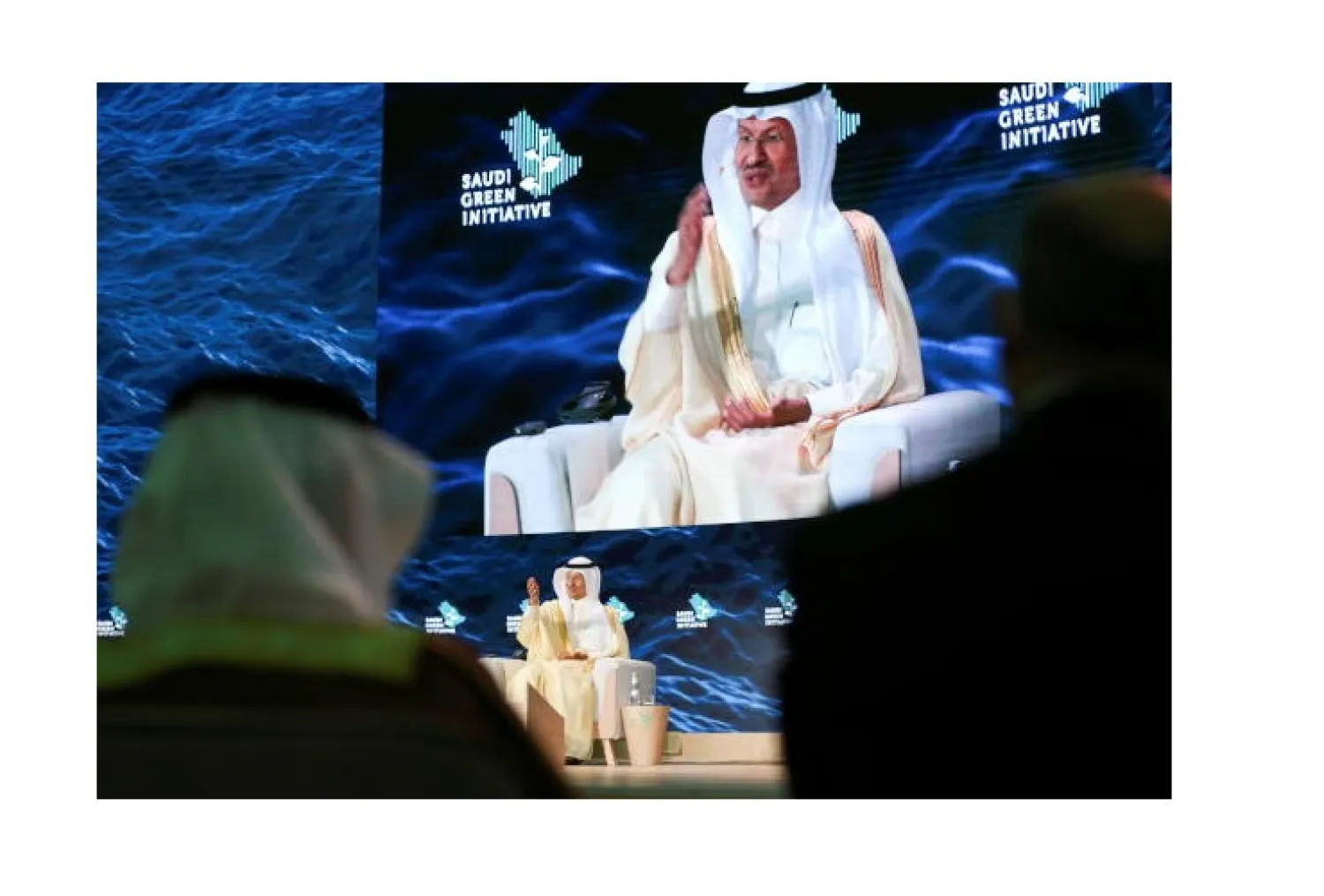 Saudi Energy Minister Prince Abdulaziz bin Salman bin Abdulaziz Al Saud speaks during the Saudi Green Initiative Forum to discuss efforts by the world's top oil exporter to tackle climate change in Riyadh, Saudi Arabia, October 23, 2021. REUTERS/Ahmed Yosri