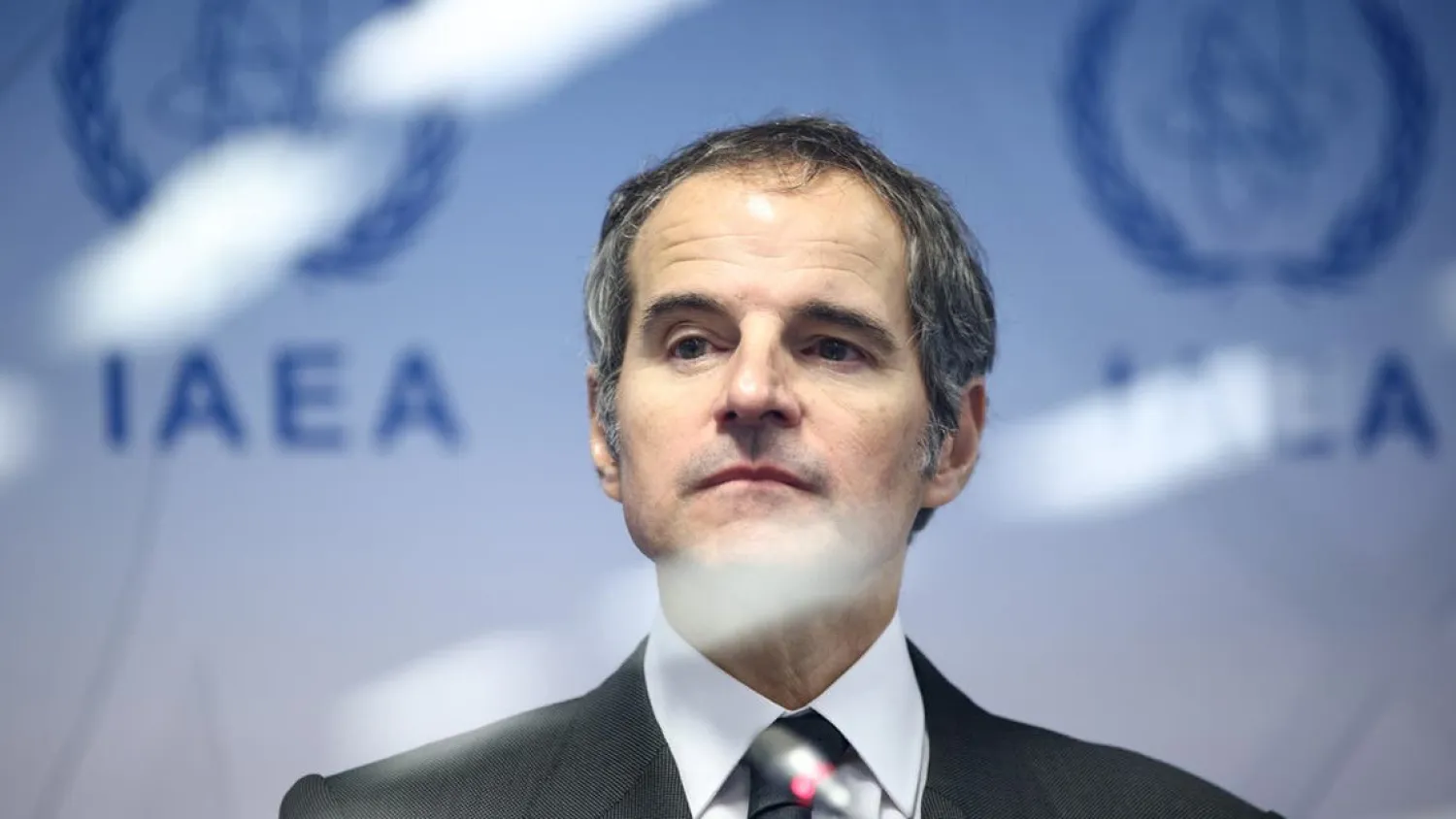 IAEA Director General Rafael Grossi looks on as he addresses the media at the IAEA headquarters, amid the coronavirus disease (COVID-19) pandemic, in Vienna, Austria May 24, 2021. (Reuters)