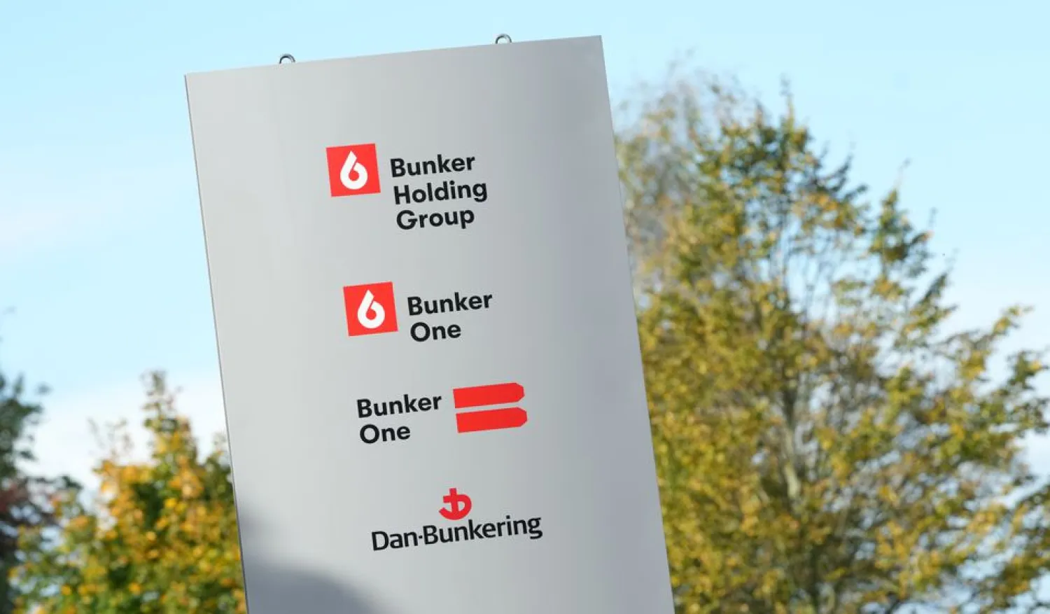 The Dan-Bunkering logo is pictured at the company's headquarters in Middelfart, Denmark October 22, 2021. Claus Fisker/Ritzau Scanpix via REUTERS