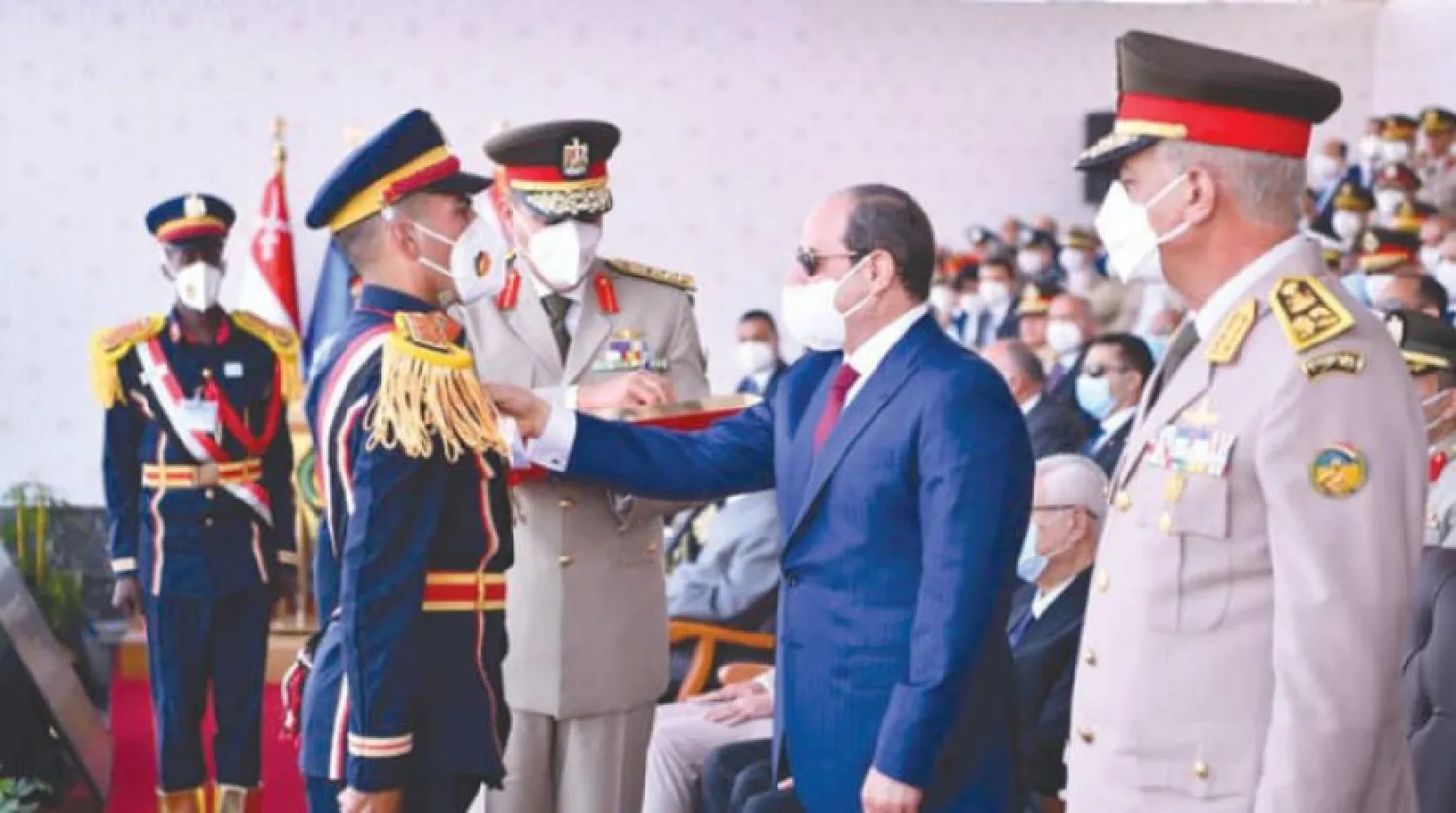 Sisi presides over a military graduation ceremony on Monday. (Egyptian Presidency Spokesman via Facebook)