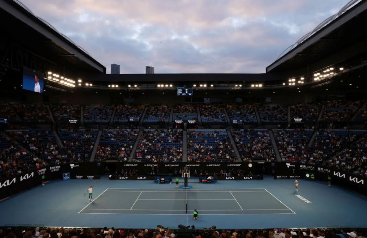 A General view of the men's singles final during the Australian Open between Novak Djokovic and Daniil Medvedev at Melbourne Park, Melbourne, Australia, February 21, 2021. (Reuters)