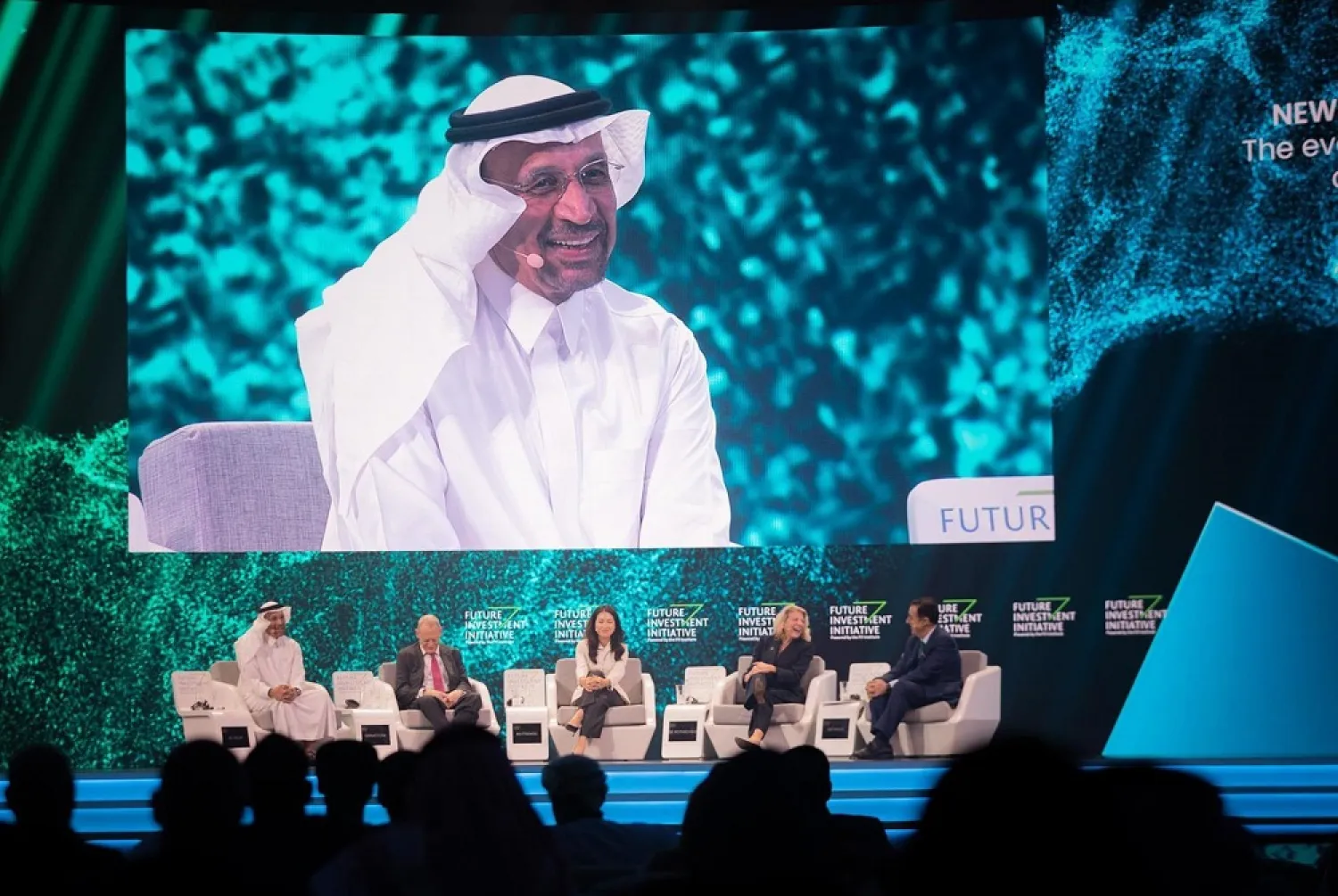 Saudi Investment Minister Khalid al-Falih during his participation at the Future Investment Initiative. (SPA)