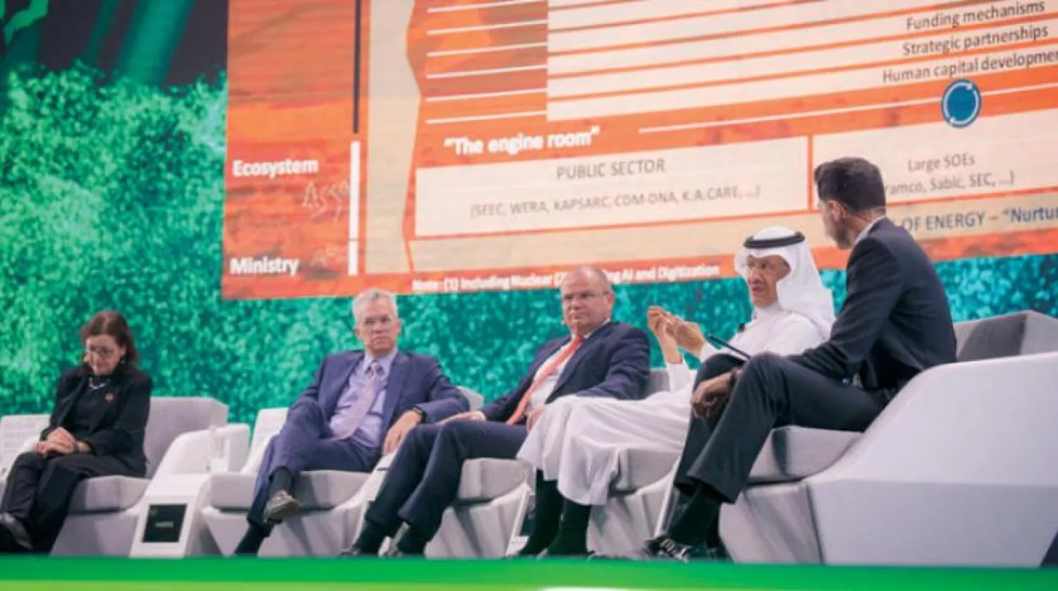 Saudi Energy Minister Prince Abdulaziz bin Salman speaks during a session on investing in the circular carbon economy within the activities of the Future Investment Initiative. (Asharq Al-Awsat)
