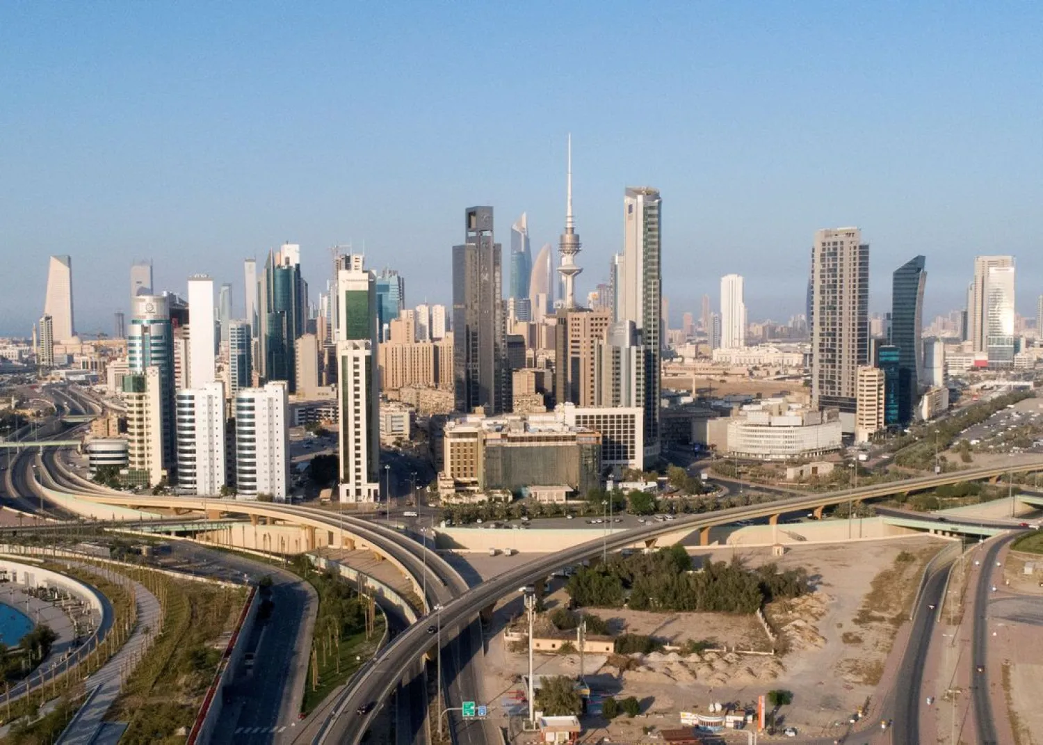 An aerial view shows little traffic on the roads of Kuwait City after the country entered virtual lockdown, following the outbreak of coronavirus, in Kuwait City, Kuwait March 16, 2020. (Reuters)