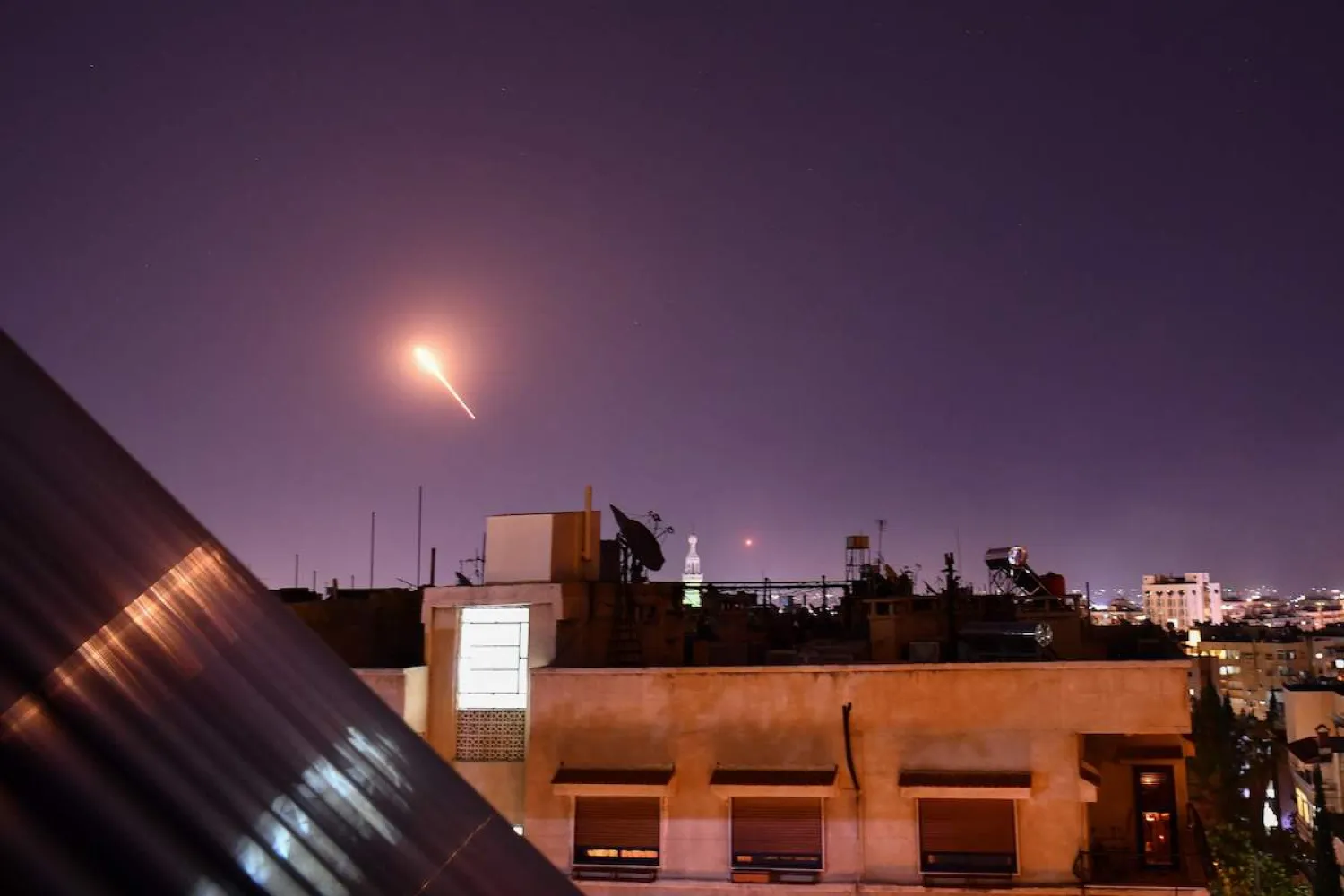 Syrian air defenses respond to Israeli missiles targeting south of the capital Damascus, on July 20, 2020. (Getty Images)