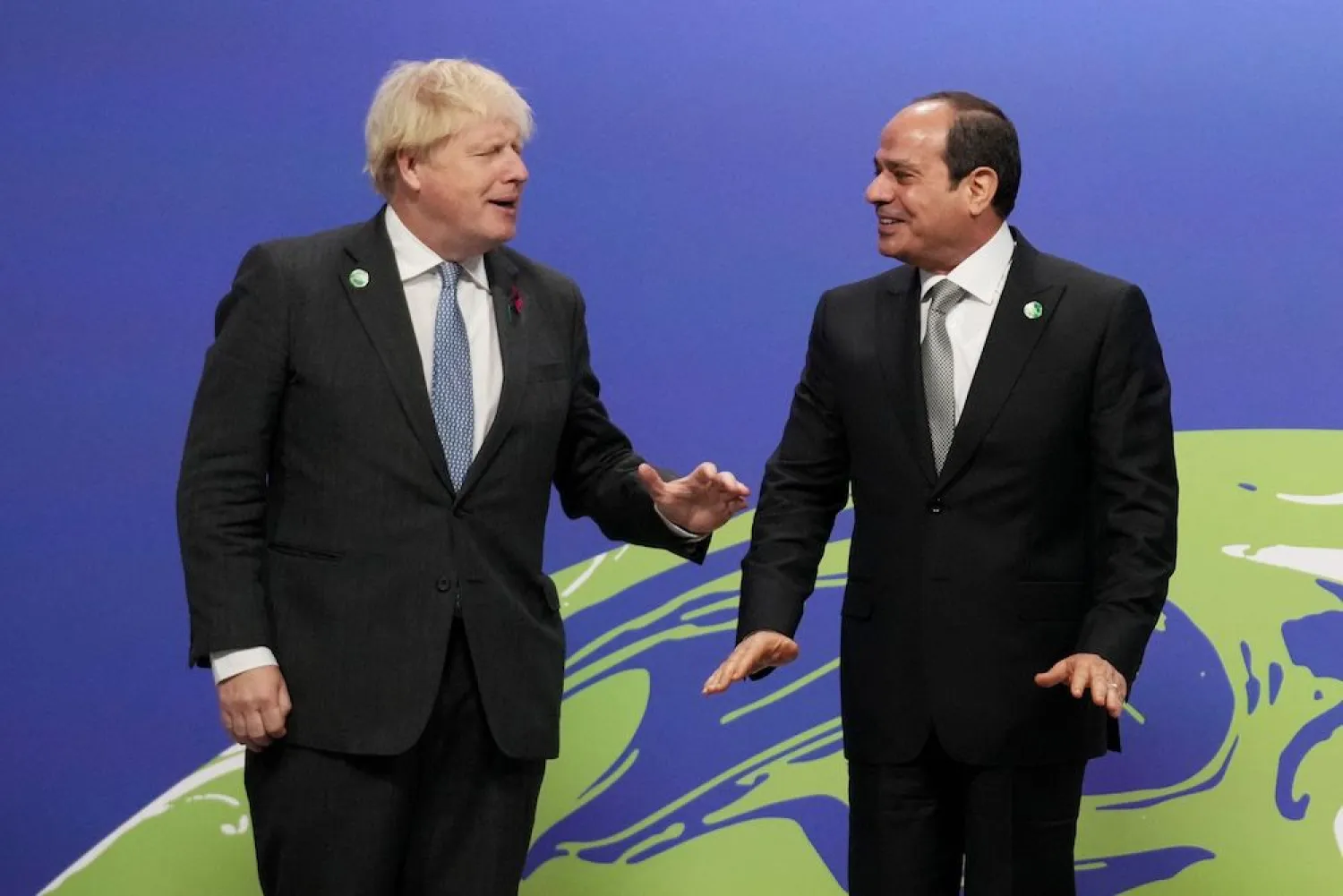 Sisi and Johnson meet in Glasgow on Monday. (Reuters)