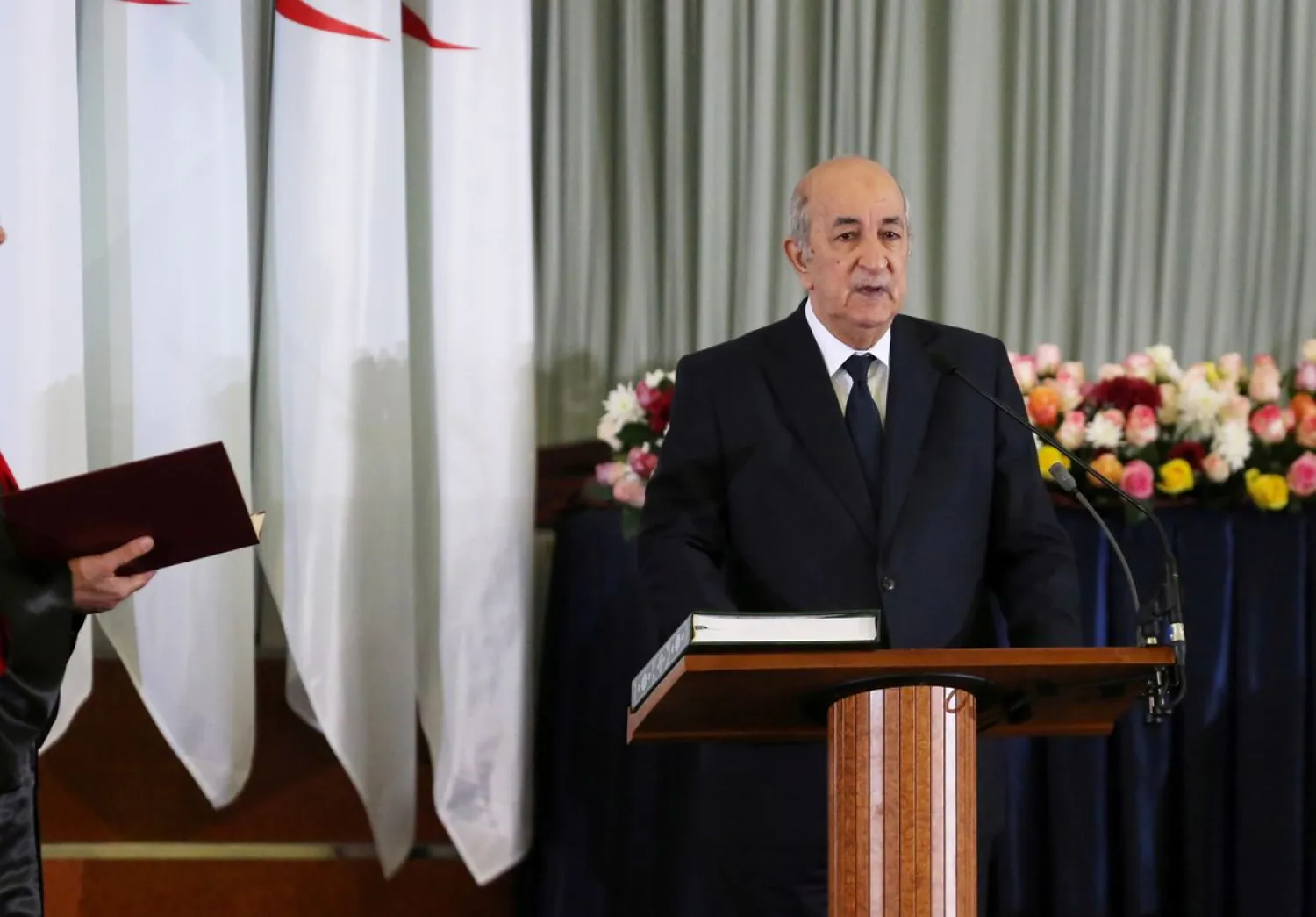 Algerian President Abdelmadjid Tebboune takes the oath during a swearing-in ceremony in Algiers, Algeria December 19, 2019. Reuters