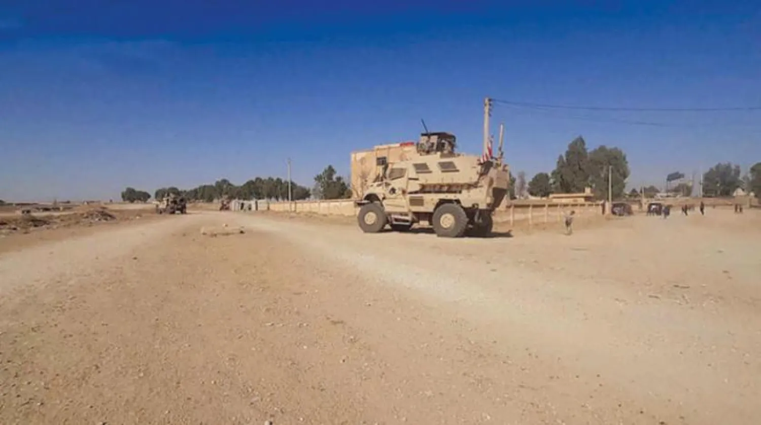 An American vehicle in Tal Tamr, northeastern Syria. (North-Press Agency)