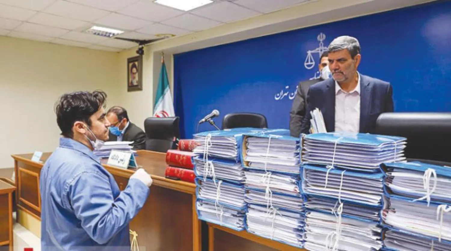 Journalist Ruhollah Zam speaking at a Revolutionary Guard court before he was hanged last year. (Mizan) 
