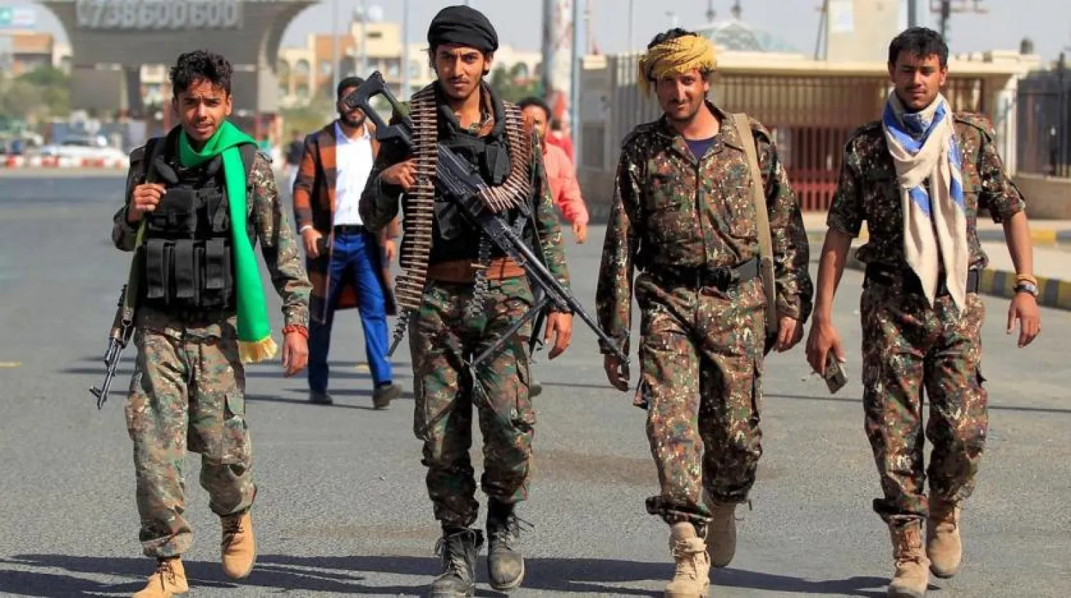 Houthi fighters in Yemen's capital Sanaa on December 9, 2020. (AFP)