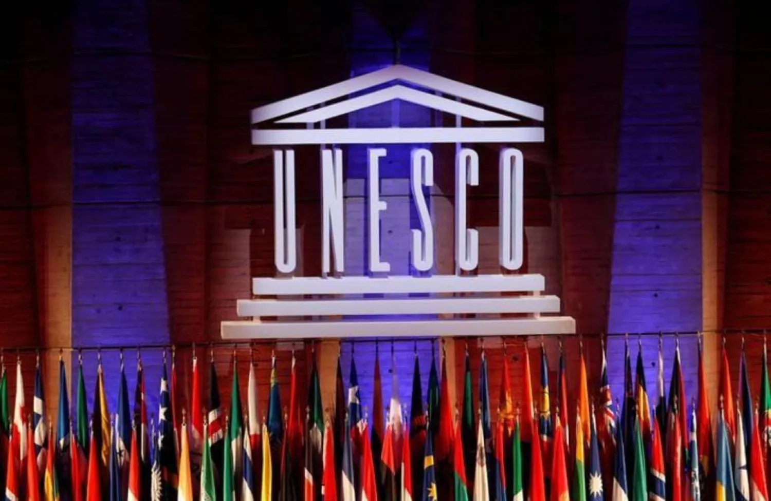 The UNESCO logo is seen during the opening of the 39th session of the General Conference of the United Nations Educational, Scientific and Cultural Organization (UNESCO) at their headquarters in Paris, France, October 30, 2017. REUTERS/Philippe Wojazer