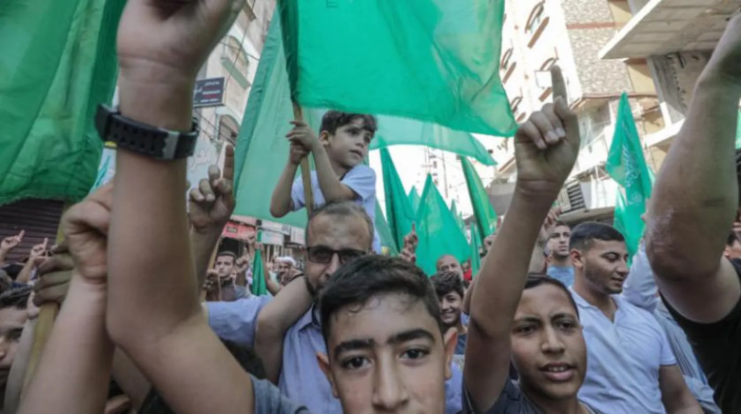 حامیان حماس در تظاهرات همبستگی با زندانیان جبالیا در نوار غزه (EPA)
